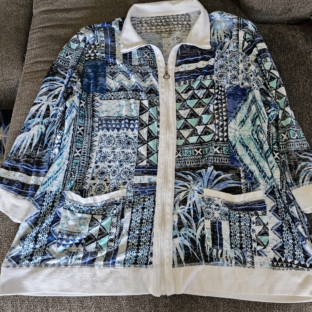Zip Up 3/4 Sleeve Top